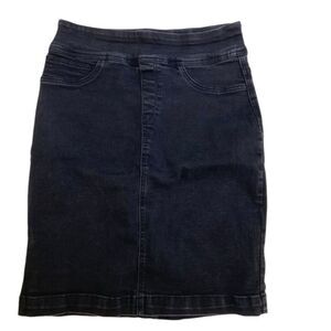 The Main Street Exchange Sara Stretch Denim Knee Length Skirt Size 6 15.5X22